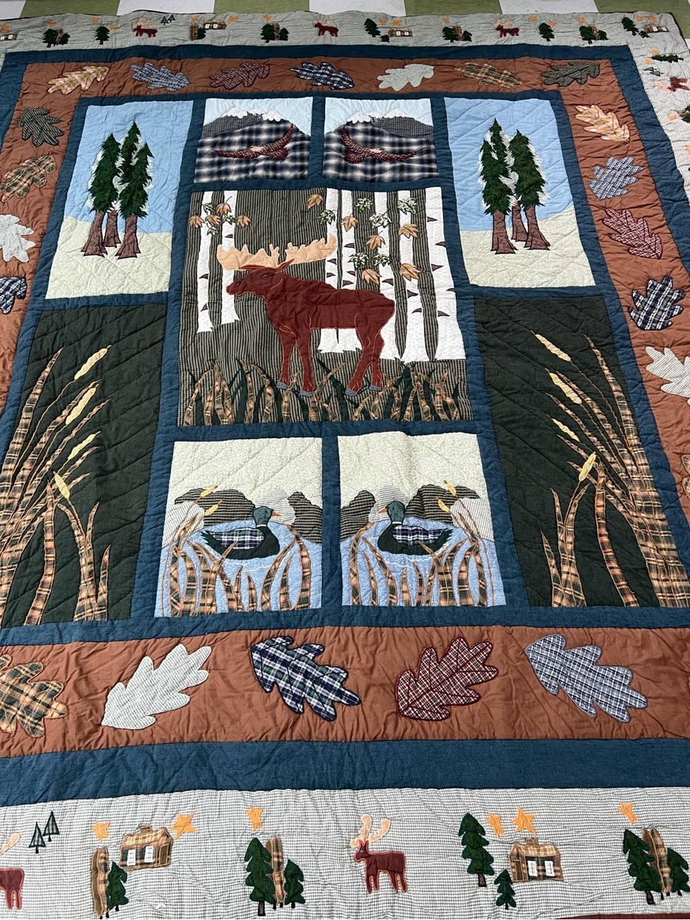 Handmade Patch Magic cotton patchwork quilt ,nature and wildlife 100% Cotton